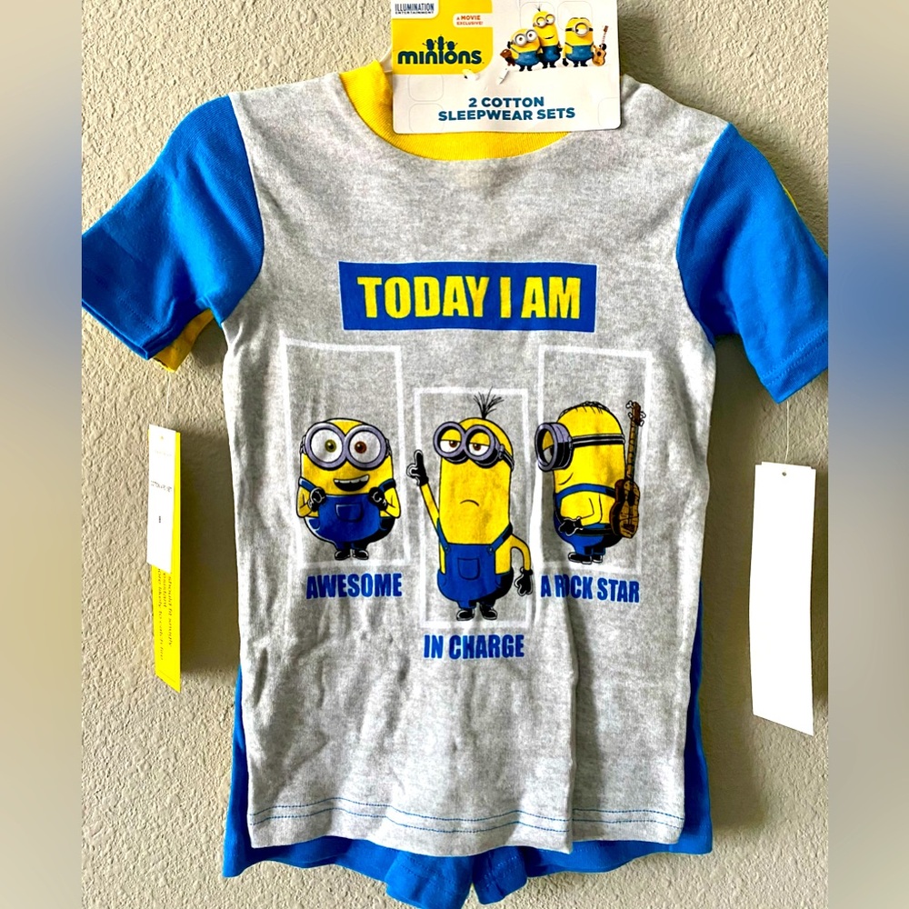 Minions Boys Cotton 4-Piece Pajama Short Set (8,10), NWT
